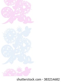 Floral  vertical pattern, doodles,spirals, branches, leaves,zigzag, seamless, copy space . Hand drawn.