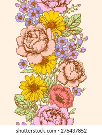 Floral vertical seamless pattern.