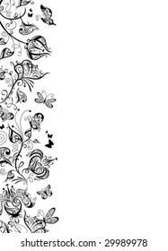 Floral vertical stripe, vector illustration