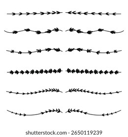 Divisor de linha de videira floral para separador de layout de texto decoração.Ilustração de vetor
