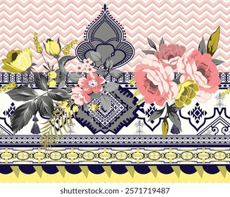 Floral vines and Border patterns created for traditional layouts and gift wraps.