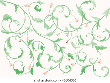 Floral vines with buds and flowers