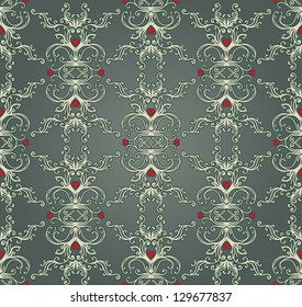 Floral vintage background brown baroque pattern