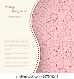 Floral vintage background with dragonflies. Vector eps10 illustration