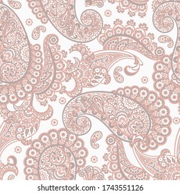 Floral vintage background with paisley ornament. Seamless vector pattern