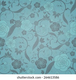 Floral Vintage Background With Plant, Flowers And Butterfly