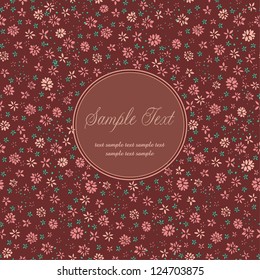 Floral vintage background with text frame. Template for design greeting cards with place for your text and endless pattern