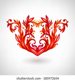 Floral vintage baroque element. Vector watercolor background. Grunge floral background. 