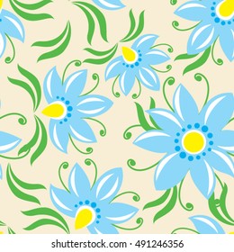 floral vintage blue seamless pattern
