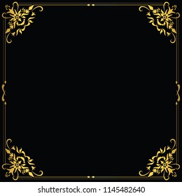 Floral Vintage Border Frame Black Background Stock Vector (Royalty Free ...