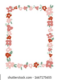 Floral vintage border for text. Vector illustration. Vector flowers frame for wedding invitation, greeting card, holiday poster. Floral frame isolated on the white background