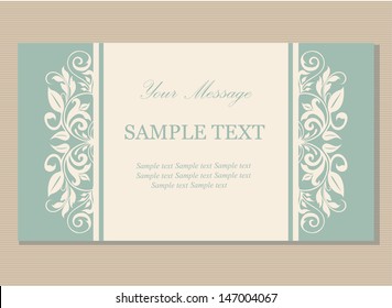 Floral vintage business card, invitation or announcement.