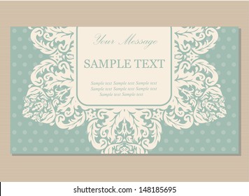 Floral vintage business card, invitation or announcement.