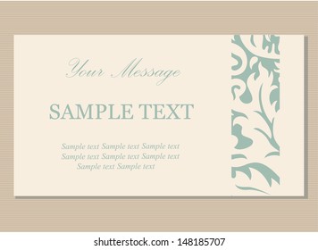Floral vintage business card, invitation or announcement.