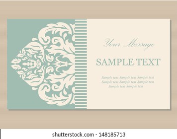 Floral vintage business card, invitation or announcement.