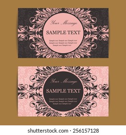 Floral vintage business cards, invitations or announcements.