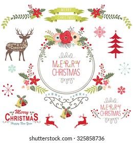 Floral Vintage Christmas Elements