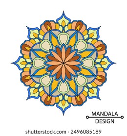 Floral vintage decorative elements colour mandala. Easy Mandala Coloring Book Pages for Adults to Relax, Experiences Give Relief. Resizeable Vector File