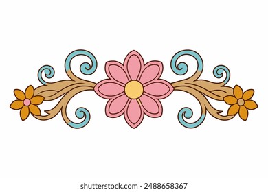 The "Floral Vintage Divider Ornament" is a timeless design element that adds elegance and charm to various creative projects. This intricate ornament features classic floral patterns that seamlessly 