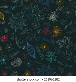 Floral vintage flower pattern. Vector illustration. EPS