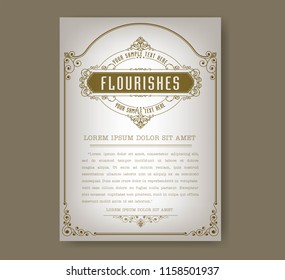 Floral vintage frame with beautiful filigree, Flourishes and decorative border, Luxury greeting cards,vector illustration