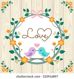 Floral Vintage Frame, cute retro flowers for wedding invitations 