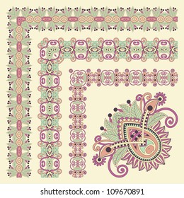 floral vintage frame design. Vector set. All components are easy editable