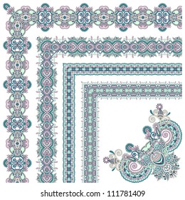 floral vintage frame design. Vector set. All components are easy editable