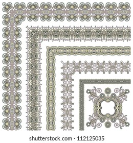 floral vintage frame design. Vector set. All components are easy editable