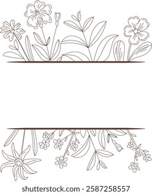 Floral Vintage Frame Sketch Vector Illustration