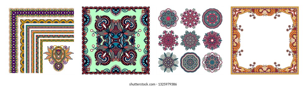 floral vintage frame, ukrainian ethnic style, vector illustration
