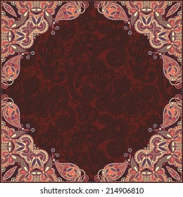 floral vintage frame, ukrainian ethnic style. Vector illustration