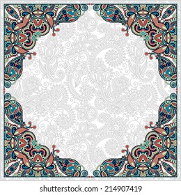 floral vintage frame, ukrainian ethnic style, vector illustration