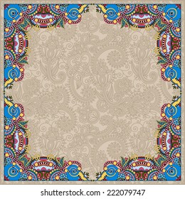 floral vintage frame, ukrainian ethnic style. Vector illustration