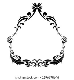 Floral of vintage frame vector. Design swirl black on white background. Design print for frame, mirror, brand, card, wedding, banner, background. Set 4