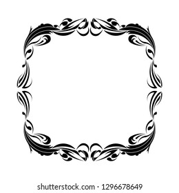 Floral of vintage frame vector. Design swirl black on white background. Design print for frame, mirror, brand, card, wedding, banner, background. Set 1