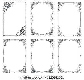Floral vintage frames for cards design vector template with copy space. Retro greeting card borders.