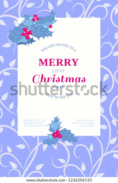 Floral Vintage Invitation Holly Country Style Stock Vector