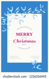 Floral vintage invitation in mistletoe. Country style. Greeting card template. Design artwork for the poster, wedding invitation, cards. Place for text.