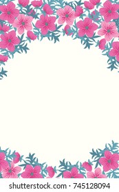 Floral vintage invitation in small buttercups. Country style. Greeting card template. Design artwork for the poster, wedding invitation, cards. Place for text.