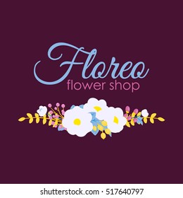 Floral Vintage logo for a flower shop, beauty saloon, cafe, boutique. Vector illustration for print, web