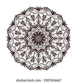 Floral vintage pattern. Mandala pattern design on white background.