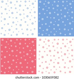 Floral vintage pattern set. Shabby chic rose background collection.