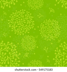 Floral vintage seamless green background. Vector
