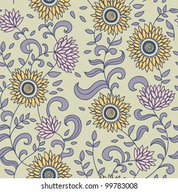 Floral vintage seamless pattern