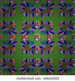 Floral vintage seamless pattern in blue and pink colors. Vector illustration.