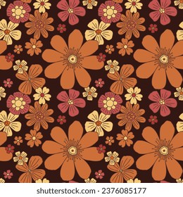 Floral vintage seamless pattern. Boho vector background with flowers.