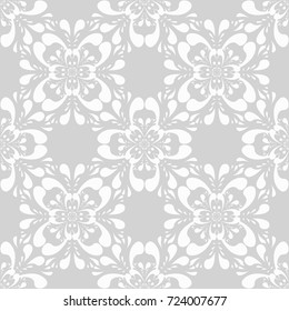 Floral vintage seamless pattern. Light gray ornamental background. Vector illustration