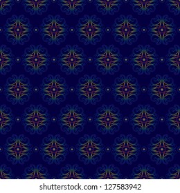 floral vintage seamless pattern on violet. Vector background