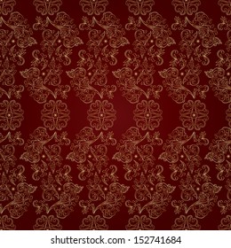 Floral vintage seamless pattern on red background. Vector illustration